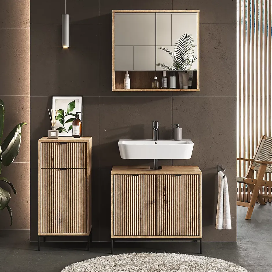 Vicco Meuble salle de bain Chêne Viking 40x87cm avec porte et tiroir* Armoire De Salle De Bains