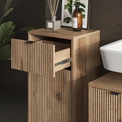 Vicco Meuble salle de bain Chêne Viking 40x87cm avec porte et tiroir* Armoire De Salle De Bains