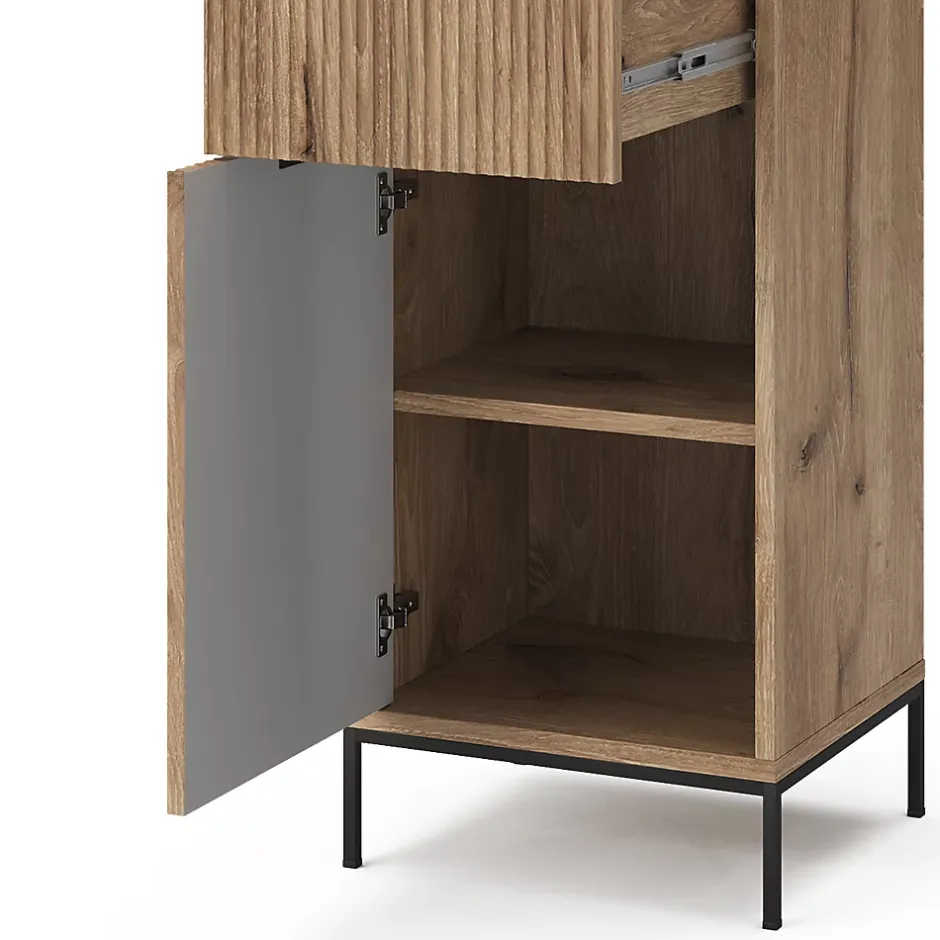 Vicco Meuble salle de bain Chêne Viking 40x87cm avec porte et tiroir* Armoire De Salle De Bains