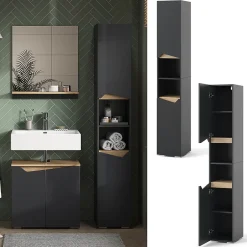Vicco Meuble salle de bain Anthracite 30x180cm avec portes, et compartiments ouverts* Colonne De Salle De Bains