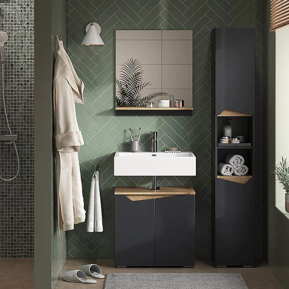 Vicco Meuble salle de bain Anthracite 30x180cm avec portes, et compartiments ouverts* Colonne De Salle De Bains