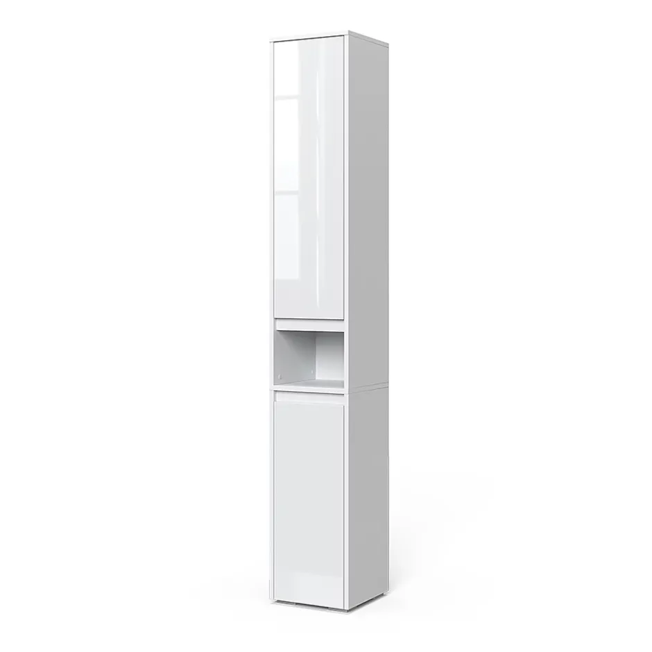 Vicco Meuble salle de bain Blanc 30.2x191.5cm avec portes et compartiment ouvert