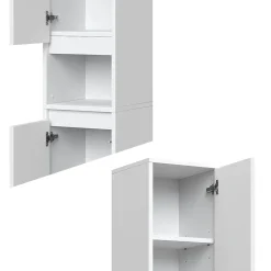 Vicco Meuble salle de bain Blanc 30.2x191.5cm avec portes et compartiment ouvert