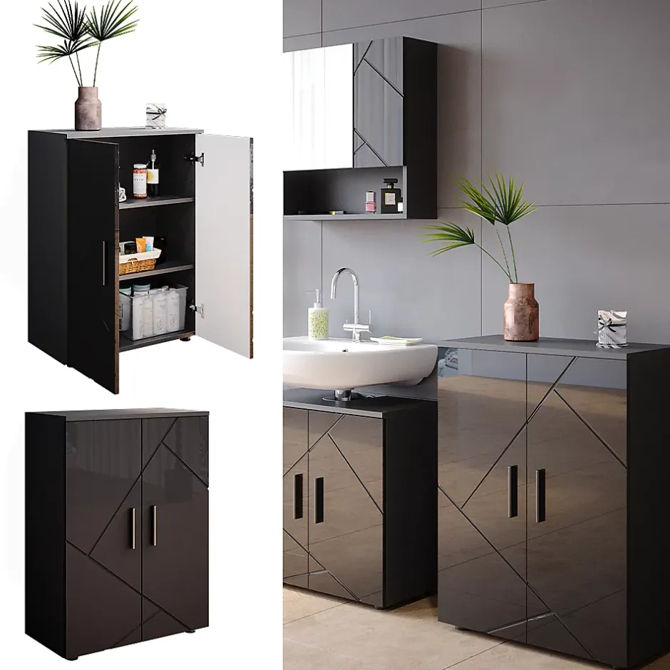 Vicco Meuble salle de bain Anthracite Haute brillance 60x81cm