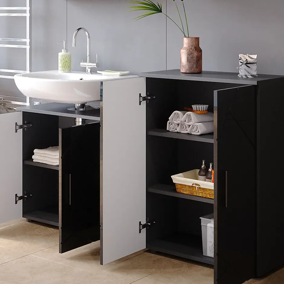 Vicco Meuble salle de bain Anthracite Haute brillance 60x81cm