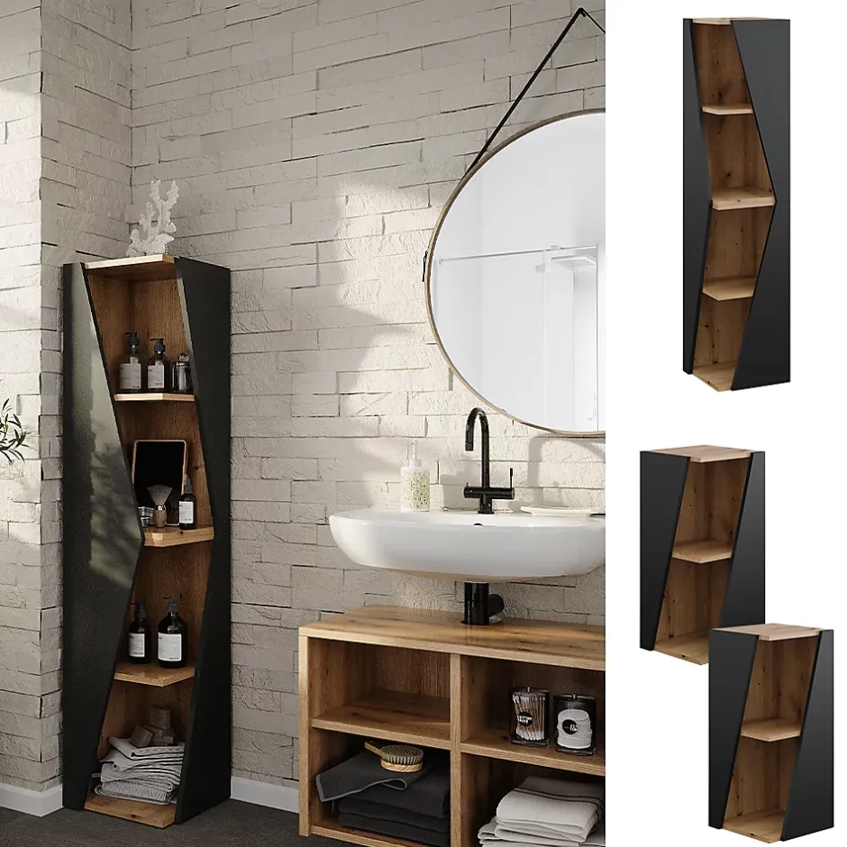 Vicco Meuble salle de bain Anthracite 31.6x70.5cm avec 3 étagères* Colonne De Salle De Bains