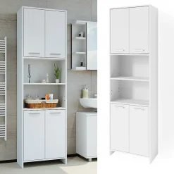 Vicco Meuble salle de bain Blanc 56.1x190cm Armoire de toilette* Colonne De Salle De Bains