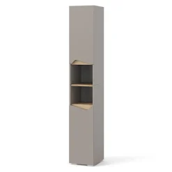 Vicco Meuble salle de bain Grège 30x180cm avec portes, et compartiments ouverts