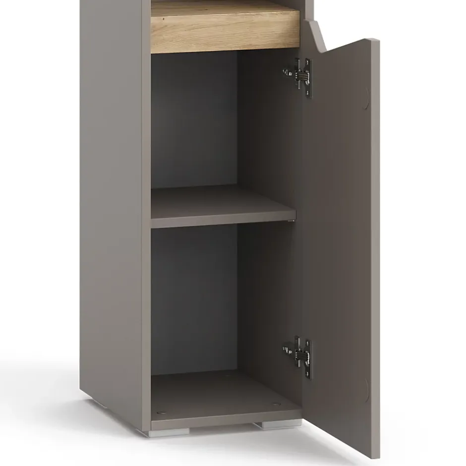 Vicco Meuble salle de bain Grège 30x180cm avec portes, et compartiments ouverts