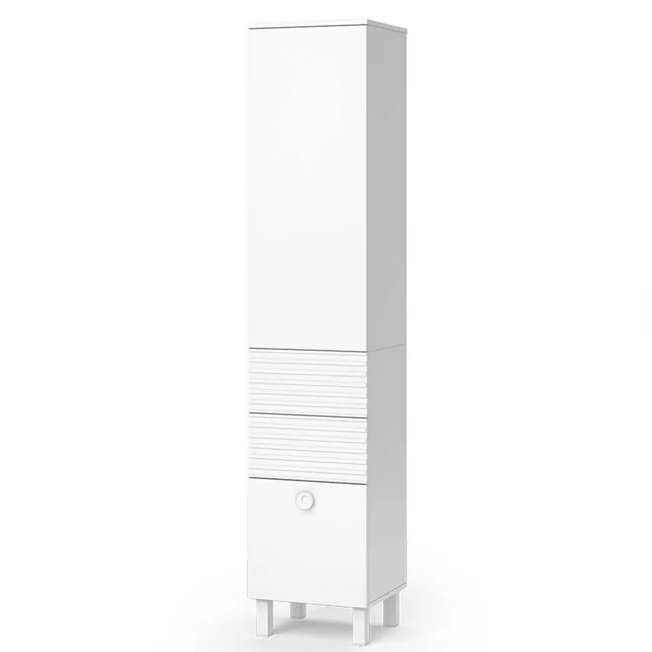 Vicco Meuble salle de bain Blanc 40.2x192.4cm avec porte et tiroirs