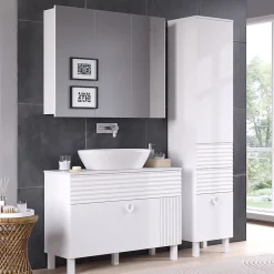Vicco Meuble salle de bain Blanc 40.2x192.4cm avec porte et tiroirs