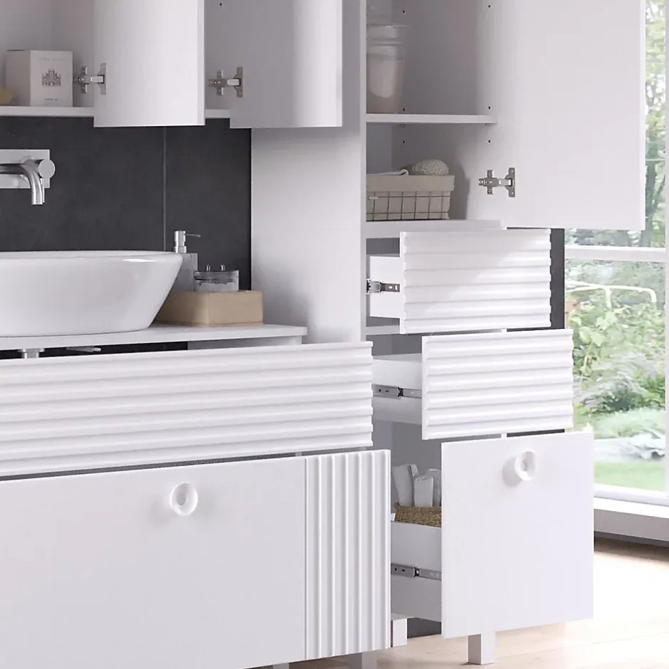 Vicco Meuble salle de bain Blanc 40.2x192.4cm avec porte et tiroirs