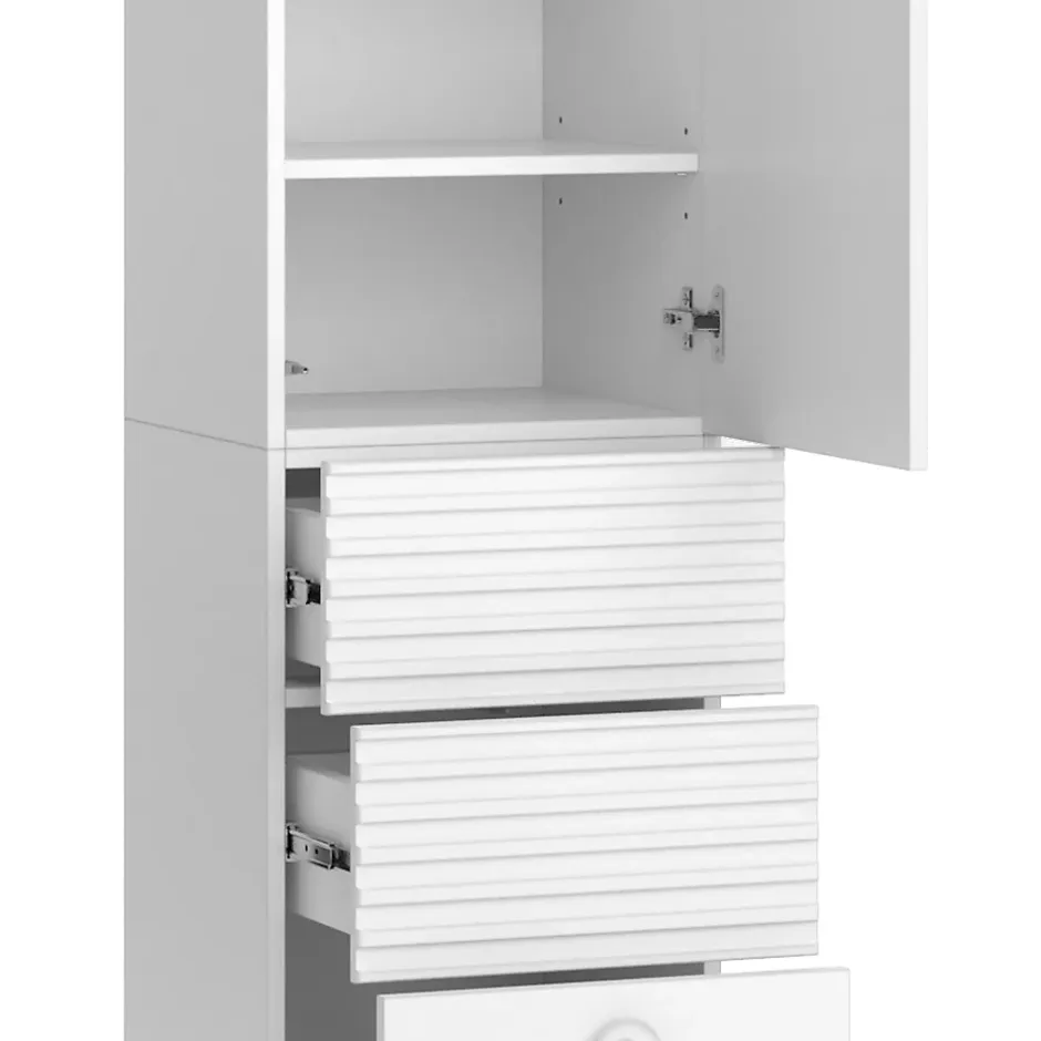 Vicco Meuble salle de bain Blanc 40.2x192.4cm avec porte et tiroirs
