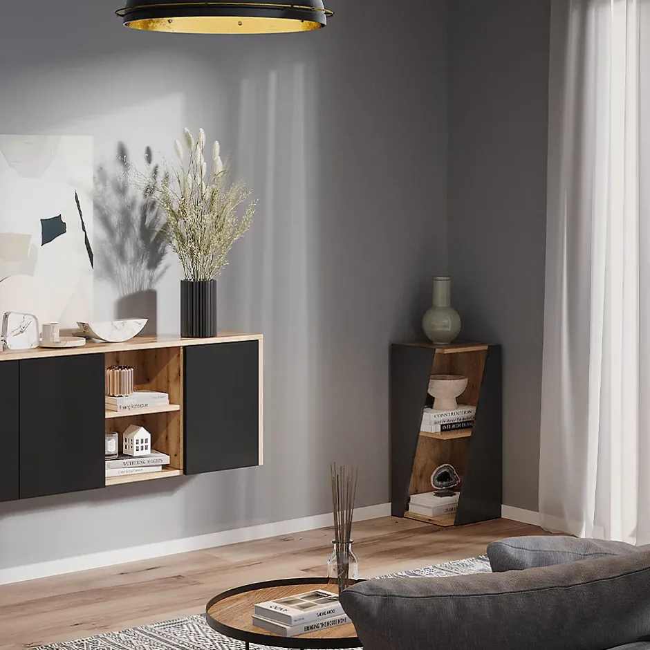 Vicco Meuble salle de bain Anthracite 31.6x70.5cm avec étagères ouvertes