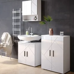 Vicco Meuble salle de bain Blanc Haute brillance 60x81cm* Armoire De Salle De Bains