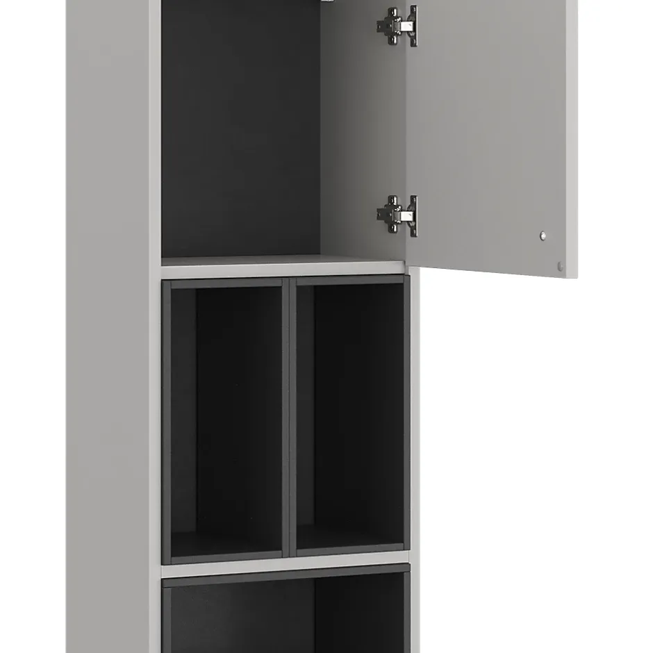 Vicco Meuble salle de bain Gris 37.5x150cm avec porte et compartiments ouverts* Colonne De Salle De Bains