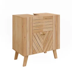Vicco Meuble sous lavabo Bambou 60x65cm avec 2 portes* Meuble Vasque