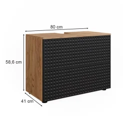 Vicco Meuble sous vasque simple Anthracite à pois 41cm avec 2 tiroirs