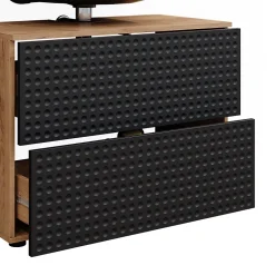 Vicco Meuble sous vasque simple Anthracite à pois 41cm avec 2 tiroirs