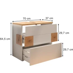 Vicco Meuble sous vasque simple Blanc 70x64.5cm avec 2 tiroirs