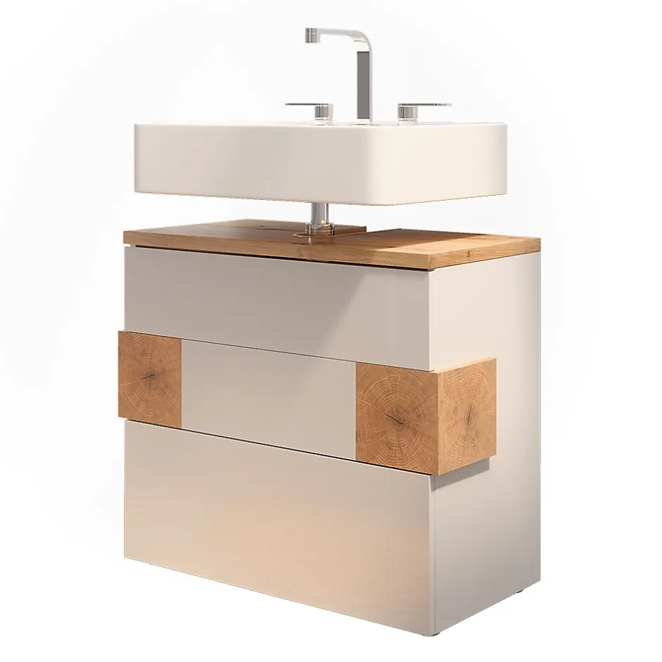 Vicco Meuble sous vasque simple Blanc 70x64.5cm avec 2 tiroirs