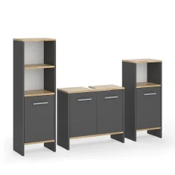 Vicco Meubles bain Anthracite/chêne doré 3 pièces* Ensemble Meuble De Salle De Bains