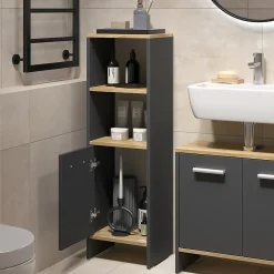 Vicco Meubles bain Anthracite/chêne doré 3 pièces* Ensemble Meuble De Salle De Bains