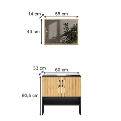 Vicco Meubles bain Bambou 2 pièces* Ensemble Meuble De Salle De Bains