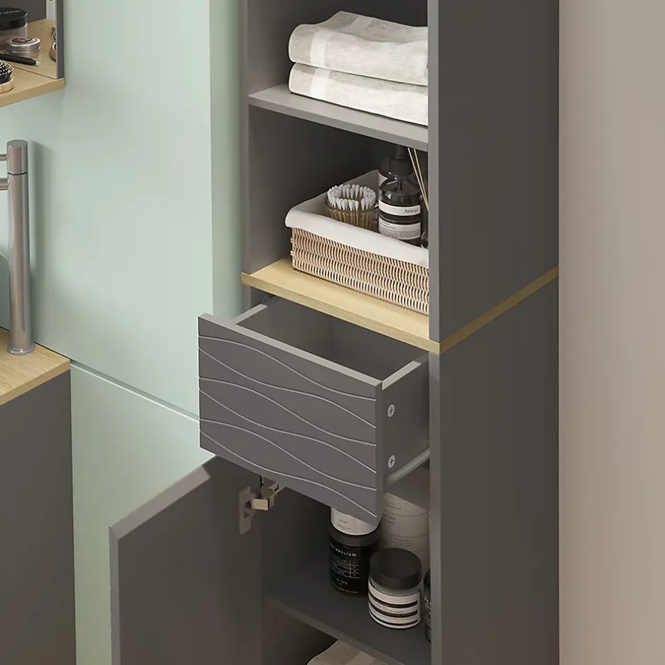 Vicco Meubles de salle de bain Anthracite 30x151.5cm avec tiroir* Colonne De Salle De Bains
