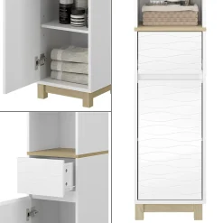 Vicco Meubles de salle de bain Blanc 30x151cm avec tiroirs