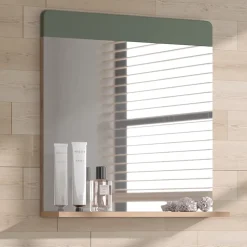Vicco Miroir de salle de bain Vert/force de lor Chêne 60x62cm avec tablette