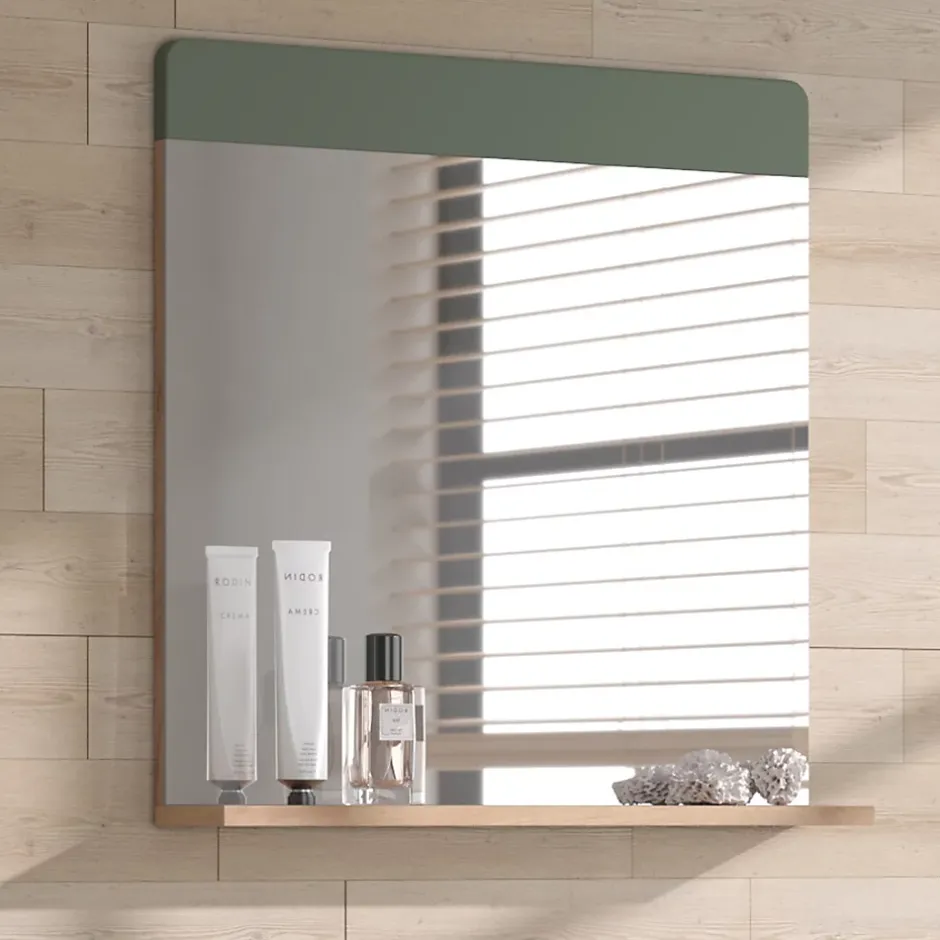 Vicco Miroir de salle de bain Vert/force de lor Chêne 60x62cm avec tablette