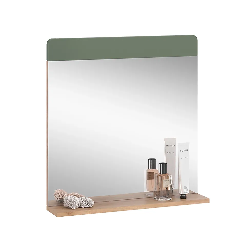 Vicco Miroir de salle de bain Vert/force de lor Chêne 60x62cm avec tablette