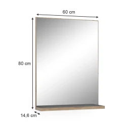 Vicco Miroir de salle de bain Anthracite/Viking Oak 60x80cm