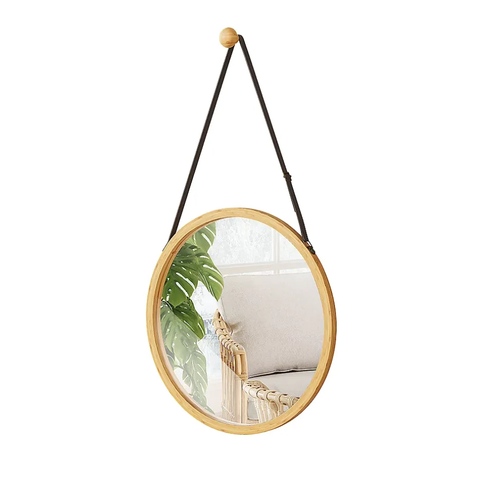 Vicco Miroir mural Bambou 38x38cm avec sangle réglable