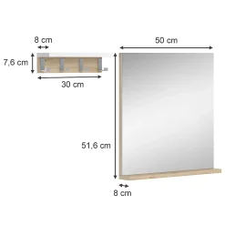 Vicco Miroir mural Blanc 50x51.6cm avec étagère* Armoire De Toilette