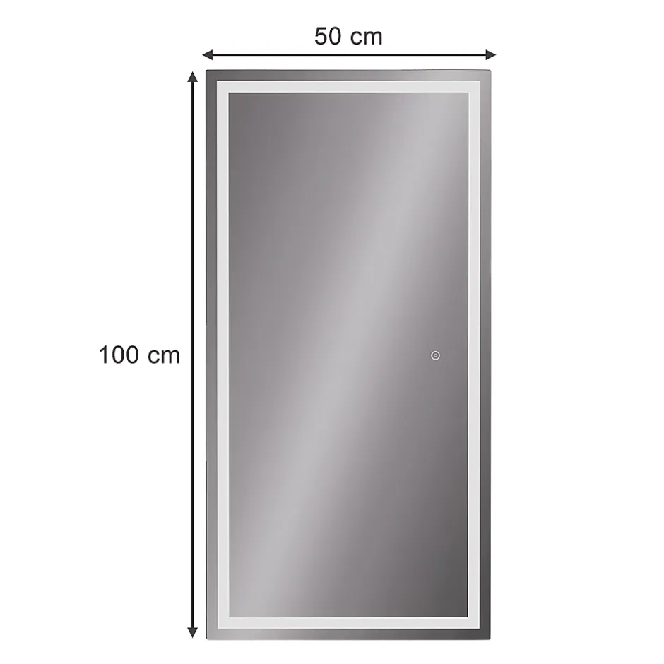Vicco Miroir mural Verre 50x100cm avec éclairage frontal
