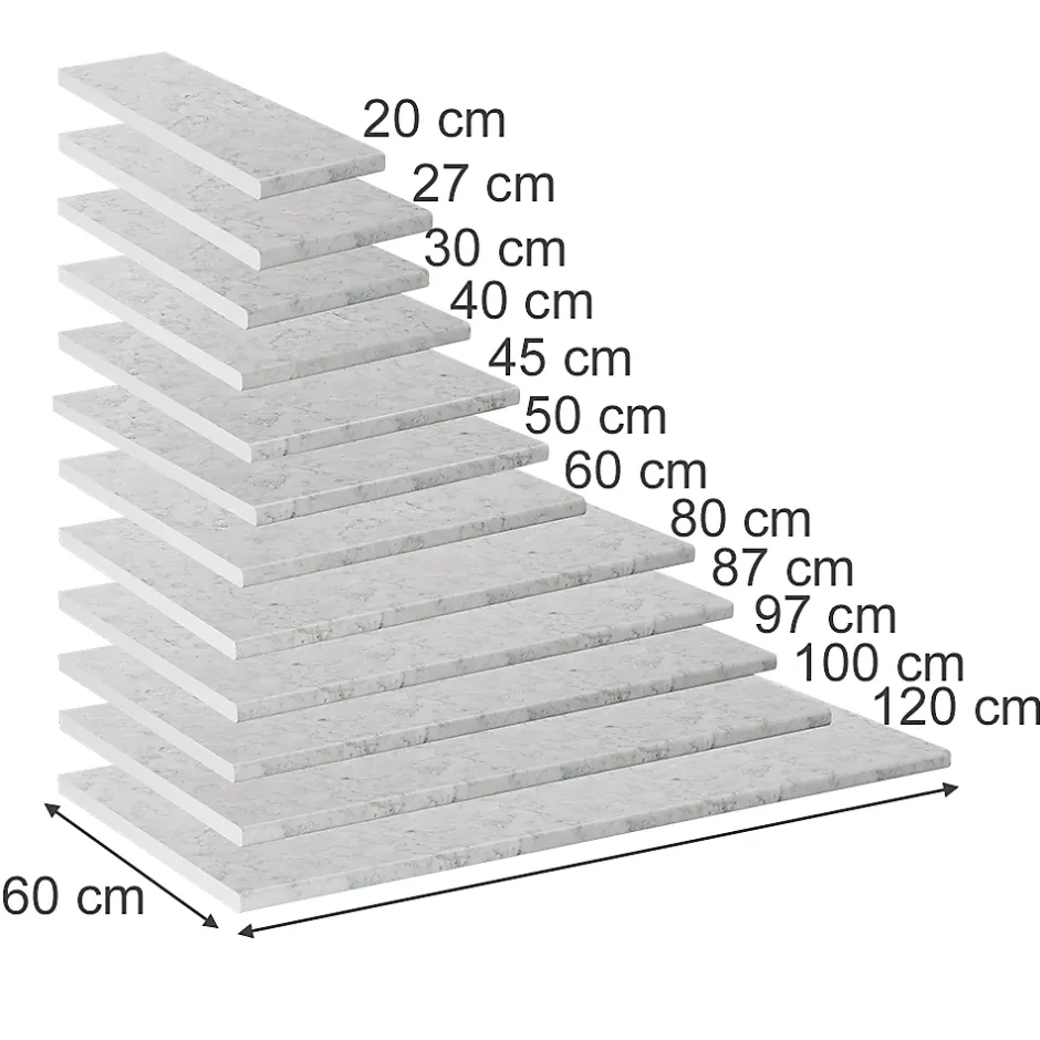 Vicco Plan de travail cuisine blanc/marbre 100cm* Plan De Travail Buanderie