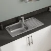 Évier compact de cuisine 1 cuve et 1 égouttoir en acier inoxydable Jabiri* Evier Et Robinet De Buanderie