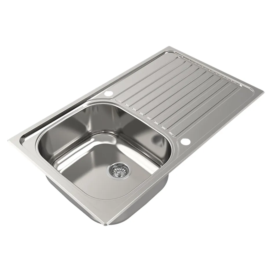 Évier compact de cuisine 1 cuve et 1 égouttoir en acier inoxydable Jabiri* Evier Et Robinet De Buanderie