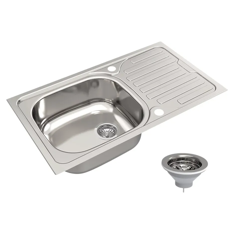 Évier compact de cuisine 1 cuve et 1 égouttoir en acier inoxydable Jabiri* Evier Et Robinet De Buanderie