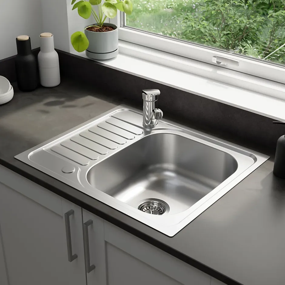 Évier compact de cuisine 1 cuve et 1 égouttoir XS en acier inoxydable Jabiri