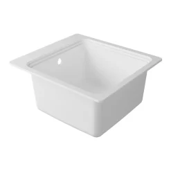 GoodHome Évier de cuisine 1 cuve en composite de quartz blanc mat avec accessoires Romesco