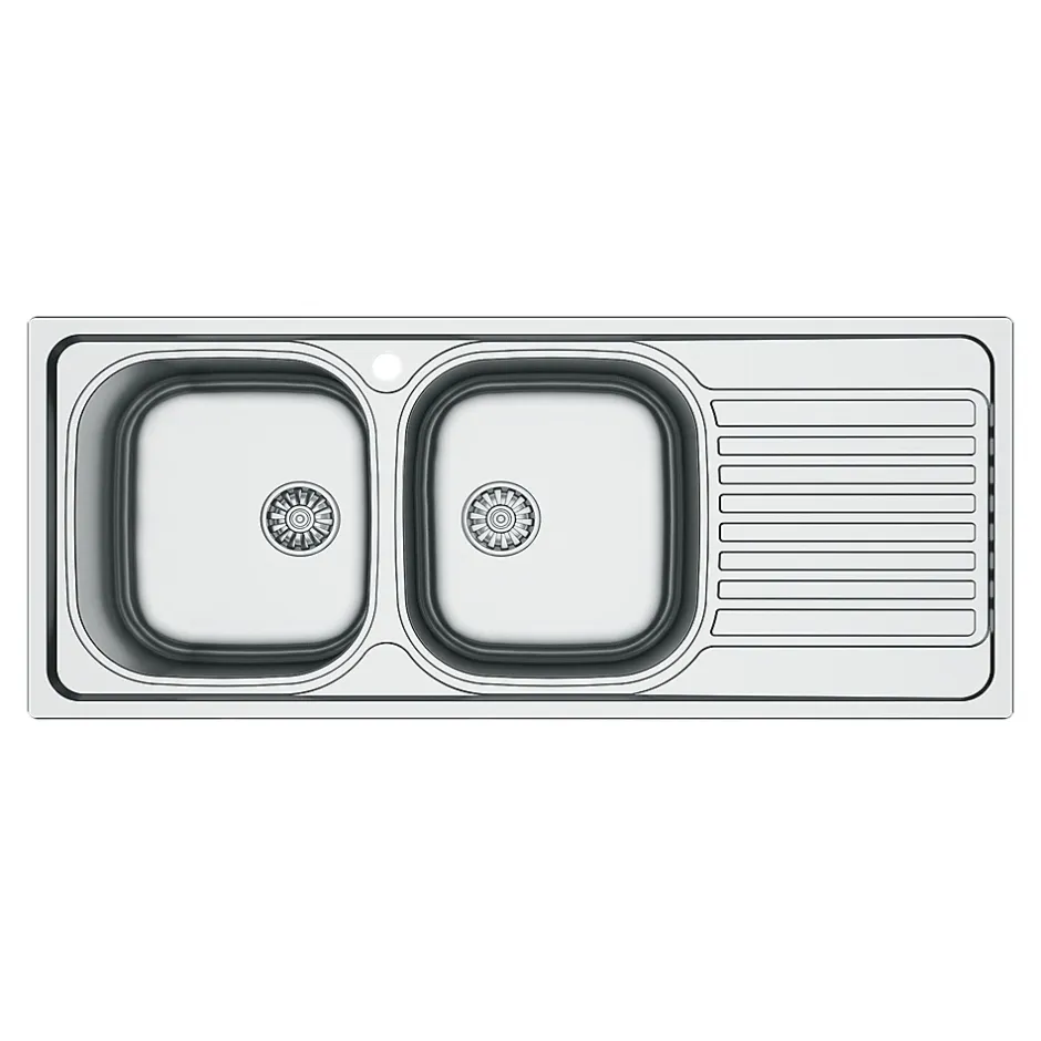 Évier de cuisine 2 cuves et 1 égouttoir en acier inoxydable Jabiri* Evier Et Robinet De Buanderie
