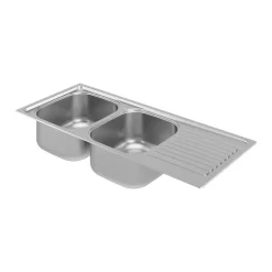 Évier de cuisine 2 cuves et 1 égouttoir en acier inoxydable Jabiri* Evier Et Robinet De Buanderie