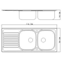 Évier de cuisine 2 cuves et 1 égouttoir en acier inoxydable Jabiri* Evier Et Robinet De Buanderie