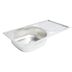 Évier de cuisine à encastrer en inox structuré 1 bac et égouttoir Turing* Evier Et Robinet De Buanderie