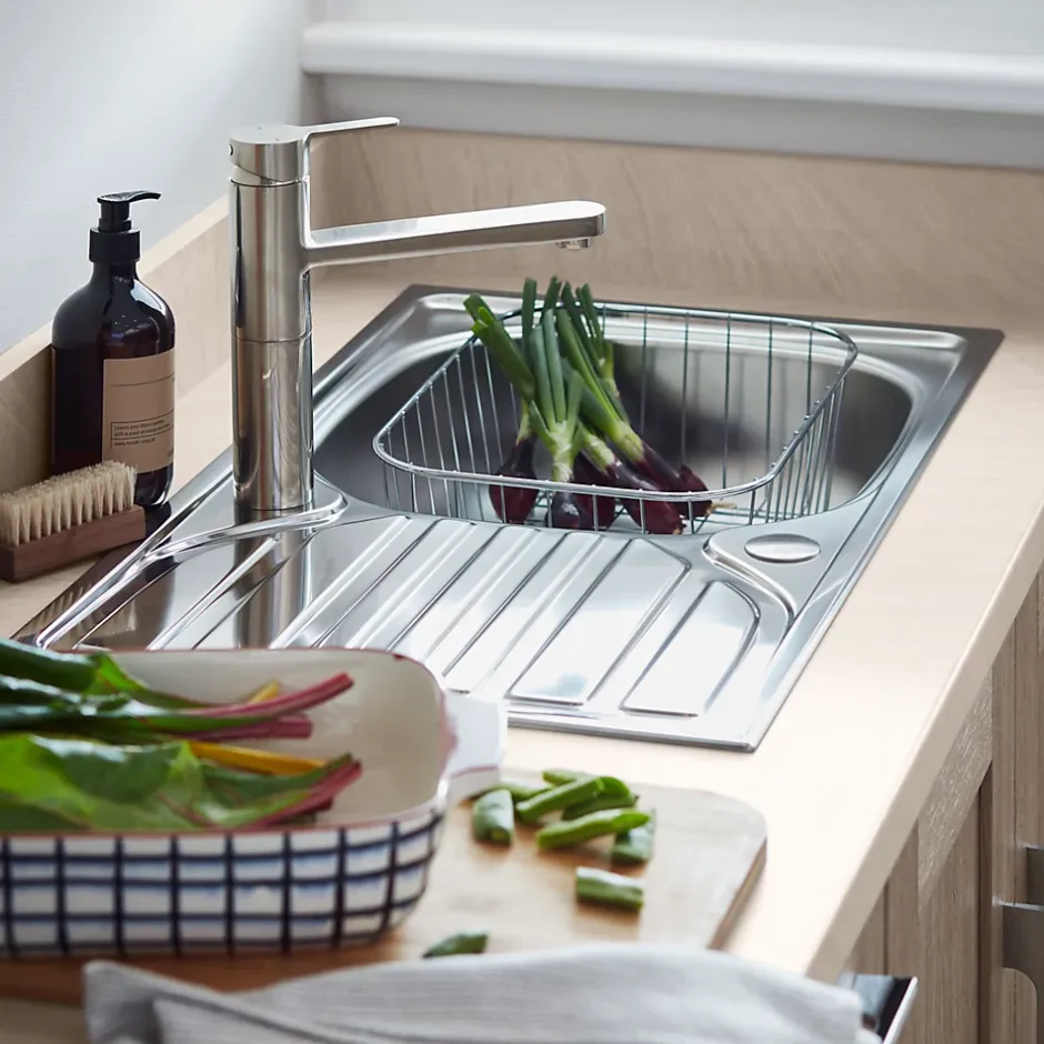 Évier de cuisine à encastrer 1 bac Turing inox satiné