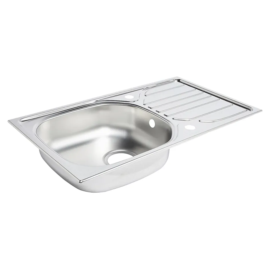 Évier de cuisine à encastrer 1 bac Turing inox satiné