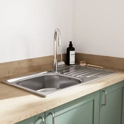 Évier de cuisine à encastrer 1 bac Turing inox satiné